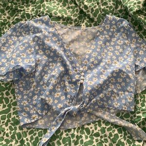 Shein flower cropped button top